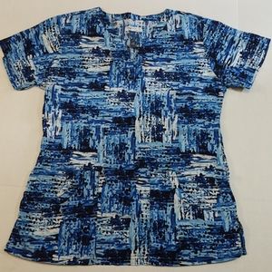 Nurse Mates Blue Patterned Women's Top